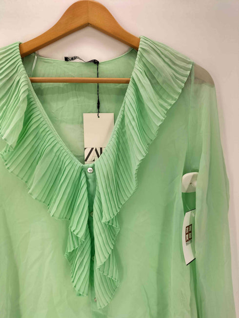 ザラ ZARA NWT COMBINATION RUFFLED BLOUSE コンビネーションn フリル ブラウス レディース import:XS